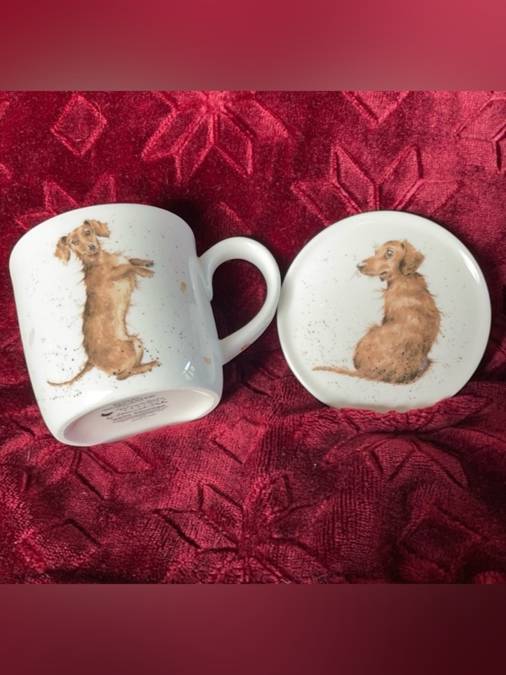 Dachshund bone China mug and Coster set